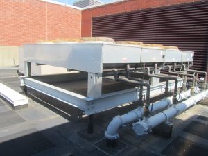 Four Liebert Glycol Chillers with HD Commercial Grade Filter Screens & Track Mount Fastening System.