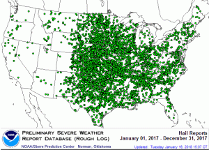 NOAA Hail Reports
Jan 01-Dec 31, 2017
KS #2 & MO #4