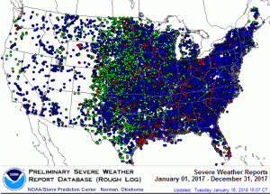 NOAA All Severe Weather Reports 
Jan 01-Dec 31, 2017
KS #2 & MO #3